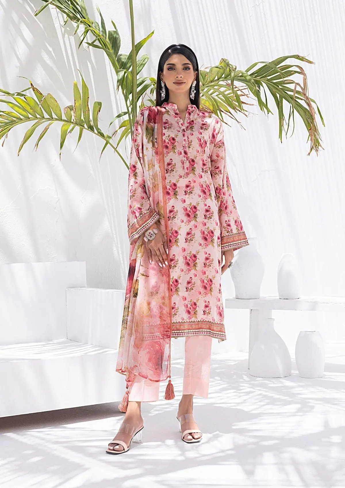 1-1 Unstitched Printed Lawn 3 Piece