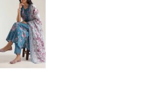 unstitched printed self strip lawn 3 piece
